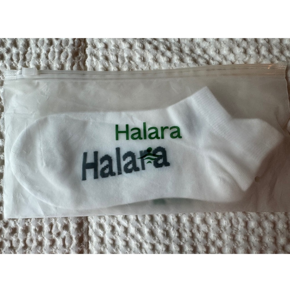 Halara White‎ Ankle Socks Womens One Size Logo Athletic Low Cut Knit New